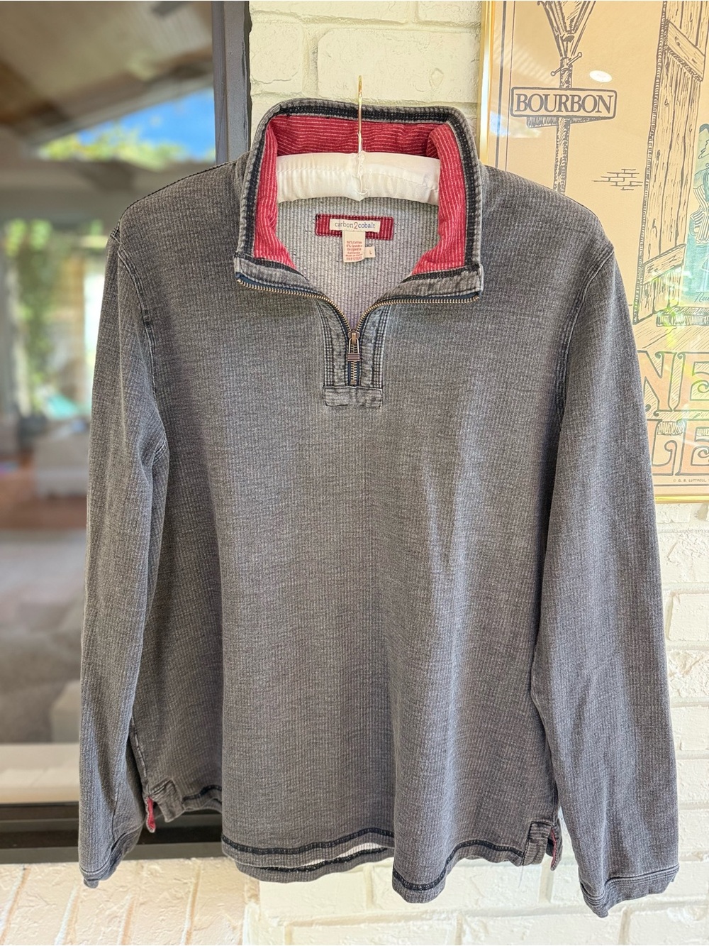 Carbon 2 Cobalt Charcoal Grey Double-Layer Quarter Zip Pullover
